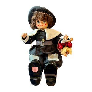 Winter‎ Wonderland Porcelain Calendar Clown Pilgrim Doll - 12 inches Tall
